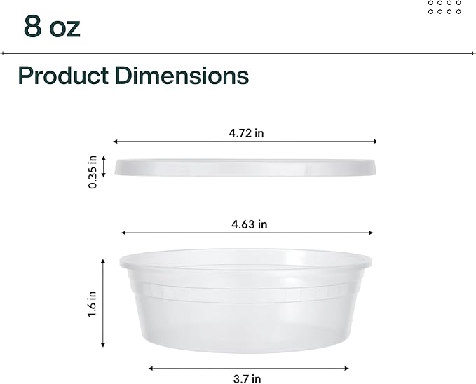 [8 oz Heavy-Duty PP Deli Containers with Lids – 20 sets | Microwave & Freezer Safe | Durable, Leak-Resistant & Reusable | Ideal for Food Storage, Meal Prep, Restaurants & Catering