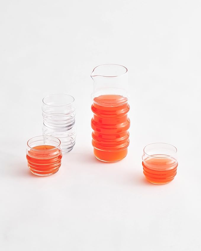 MARIMEKKO Sukat Makkaralla Glass Tumblers — Refine Your Kitchen Décor with Our Iconic Clear Glassware — Stylish & Mouth-Blown Drinking Glasses Set of 2 (7 oz)