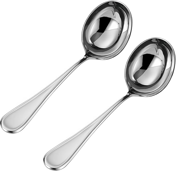 Small Deep Serving spoons -18/10 Stainless Steel scoop spoons perfect for gravies and sauces,Dishwasher Safe 7.7 inch,(2Pack)