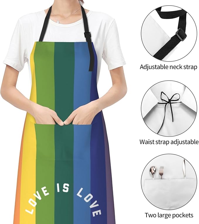 LGBT Aprons Gay Aprons with Pockets and Adjustable Rainbow Apron for Gardening Cooking Kitchen