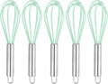 HARFINGTON 5Pcs Silicone Whisk 8" Kitchen Whisk Wire Whisks Beater with Stainless Steel Handle for Egg Milk Whisking Blending Beating & Stirring, Green