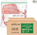 Gallon Food Storage Freezer Bags, 500 Count | Double Zipper | 10.5" * 10.7", Freshness Easy Open Reclosable Clear Plastic Bags