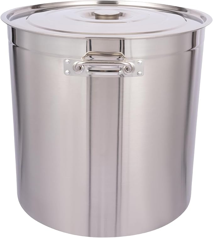98L/103.5Qt Commercial Large Stock Pot with Lid,Nickel Free Stainless Steel Cookware Healthy Polished Stockpots, Induction Soup Pot for Cooking Home Use