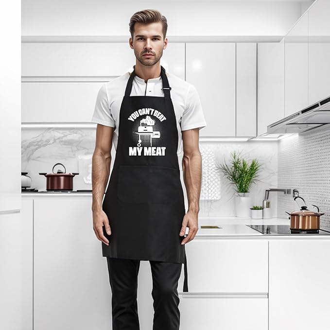 Funny Aprons for Men Chef Cooking BBQ Grilling, Gag Gifts for Men Dad Father, Husband Gifts from Wife for Birthday