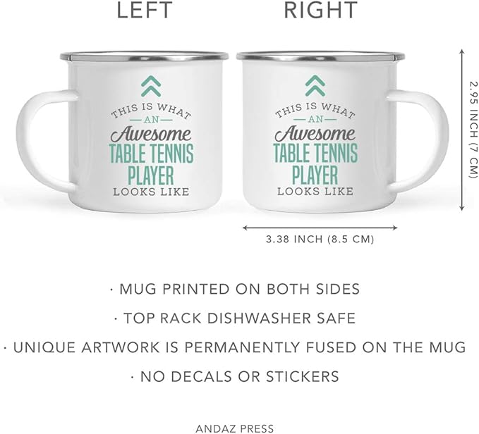 Andaz Press 11oz. Stainless Steel Campfire Coffee Mug, This is What an Awesome Table Tennis Player Looks Like, 1-Pack, Birthday Gift Ideas for Coworker Him Her, Includes Gift Box