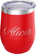 Gifts Inscribed Personalized Wine Tumbler with Lid – Red Custom Engraved Stainless Steel Insulated Mug for Hot & Cold Drinks – Customized Bridesmaid, Wedding, or Birthday Gift