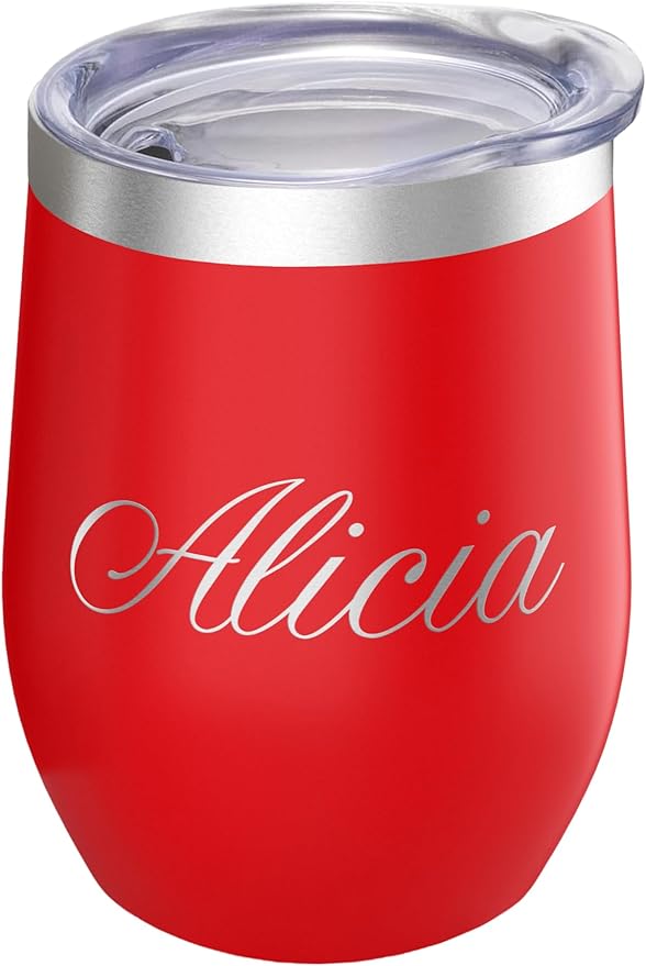 Gifts Inscribed Personalized Wine Tumbler with Lid – Red Custom Engraved Stainless Steel Insulated Mug for Hot & Cold Drinks – Customized Bridesmaid, Wedding, or Birthday Gift