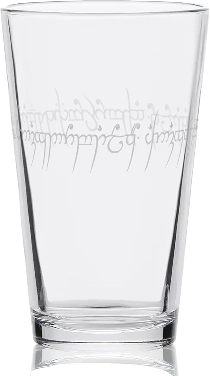RING TO RULE THEM Engraved 16oz Pint Glass | Inspired by Tolkien Power Ring and Middle Earth | Great Christmas Gift Idea | Unique Elvish Fantasy Wizard Fantasy Decor!