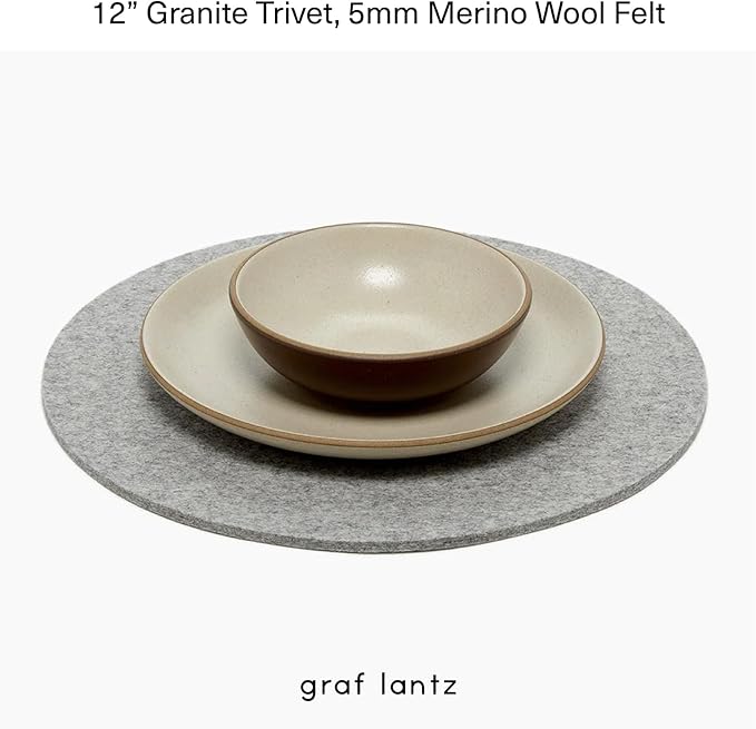 Graf Lantz - Trivets for Hot Dishes - Heat Resistant 100% Merino Wool - Hot Pads for Kitchen, Countertops, Tables, Sizzling Dishes, Pots & Pans - Home Decor, Kitchen Accessories - 12", Granite