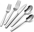 40-Piece Silverware Set, Heavy-Duty Stainless Steel Flatware Set for 8, Cutlery Set with Modern Round Handle, Mirror Polished Silverware for Home, Wedding, Restaurant, Dishwasher Safe