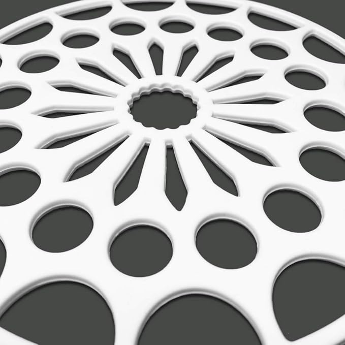 3 Set Silicone Trivet Mats with 1 Extra Large Included | Intricately Carved Insulated Flexible Durable Non Slip Thick Round Premium Trivets for Hot pots and Pans | White