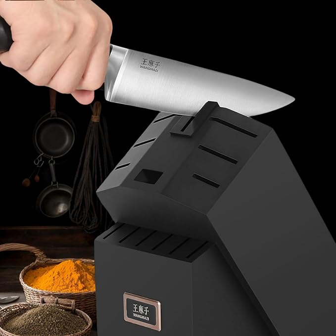 Sharp Knife Set High Carbon Stainless Steel Forged Ergonomic Triple Rivet Handle Sharp Knife Set for Kitchen Hundreds of Years of Masterful Craftsmanship(Black,15PCS)