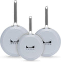 MsMk Ceramic Nonstick 8-inch, 9.5-inch and 11-inch Frying Pan Set, No PFAS & PTFE & PFOA, Stainless Steel Handle, Dishwasher & Oven Safe