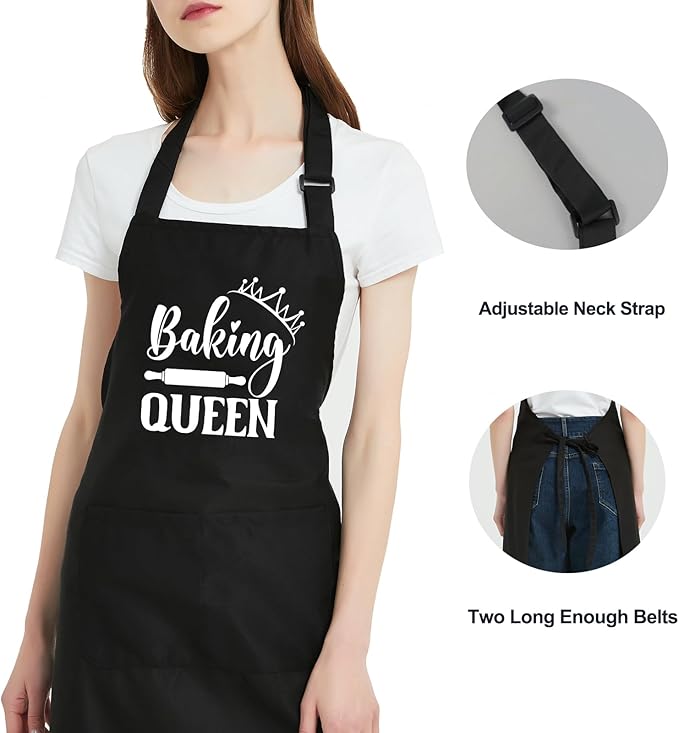 Funny Waterdrop Resistant Aprons for Women with 2 Pockets, Adjustable Bib Chef Kitchen Apron for Cooking Baking