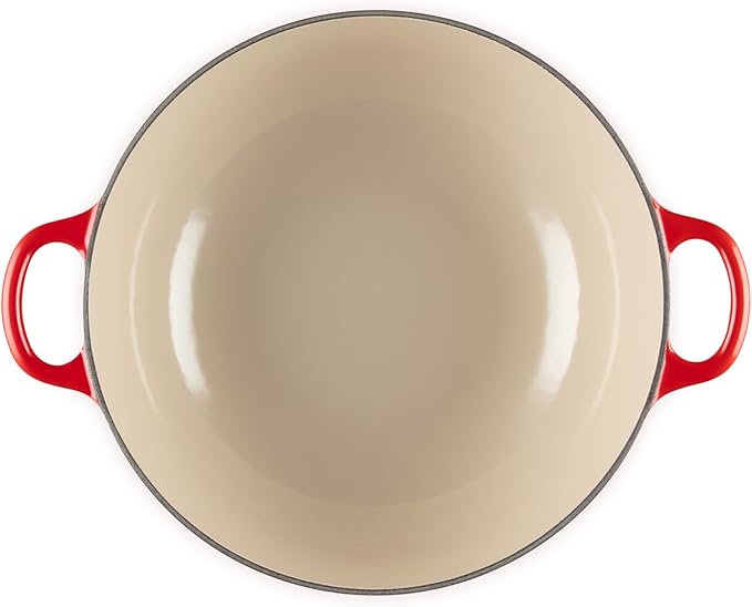 Le Creuset Enameled Cast Iron Holly Collection Soup Pot, 4.5 qt., Cerise with Gold Knob