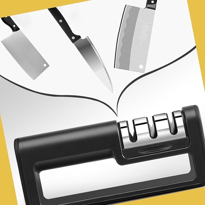 Professional 4-Stage Kitchen Knife Sharpener, Premium Polish Blade System for Steel Knives, Fruit Knives and Scissors