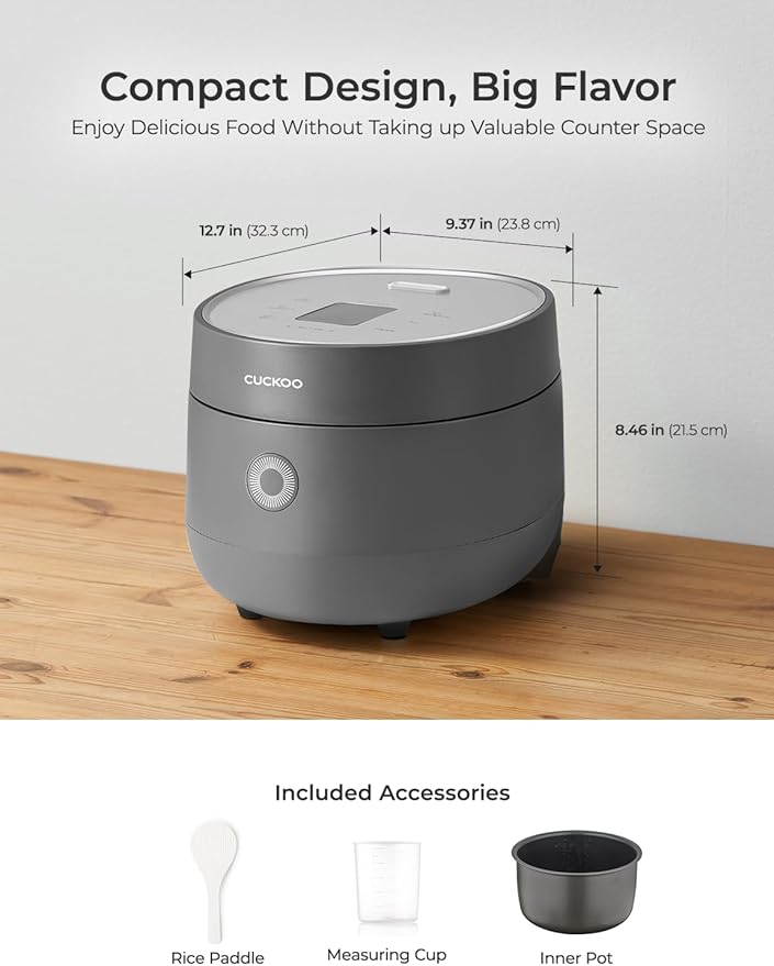 CUCKOO Micom Rice Cooker 6-Cup Uncooked / 12-Cup Cooked with Nonstick Inner Pot, Versatile Rice Maker with 9 Menu Options, Fuzzy Logic Technology, Auto Clean, Quick Rice Mode, Gray (CR-0675FG)