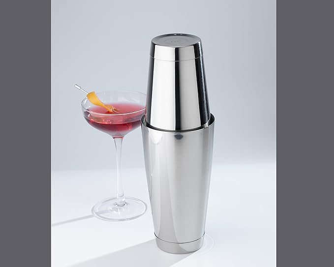 Professional Cocktail Shaker Set – 18/28oz Weighted Boston Shakers with Double Wall Jigger & Hawthorne Strainer | Heavy Duty Stainless Steel, Mirror Polished (Double Weighted)