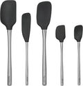 Tovolo 5-Piece Stainless Steel & Silicone Spatula Set (Black): Standard & Mini Spatulas, Spoonulas, and Jar Scraper