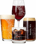 Blue Ridge Mountain Gifts - Seattle Souvenir - Washington Glassware Gift, Etched City Map, Laser Engraved and Dishwasher Safe