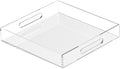 Acrylic Tray 10x10 with Cut Handles - Spill Proof Decorative Tray is an Ideal Countertop Organizer for Living Rooms, Ottoman Coffee Tables, Offices, Kitchens & Serving Guests