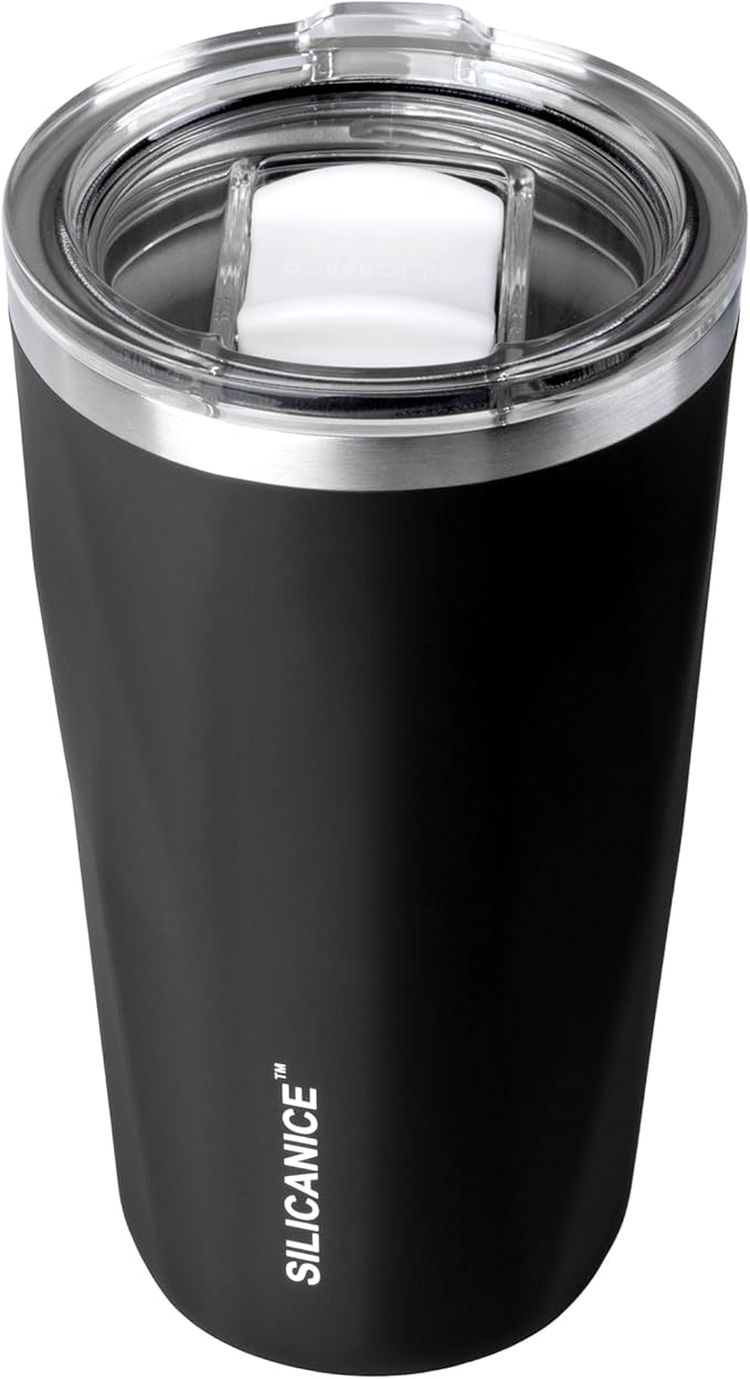 20oz Soft Touch Diamond Tumbler - Double Wall Stainless Steel Vacuum Insulated Coffee Cup With Detachable Slider Lid | BPA Free, Dishwasher Safe, Thoughtful Gift for Her - Black