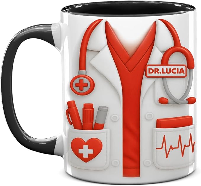 Personalized Doctor Mug, Medical Appreciation Design With Stethoscope 3D Effect Coffee Cup, Gift For Doctors And Medical Students, MD Graduation Or Doctor’s Day Gift For Men