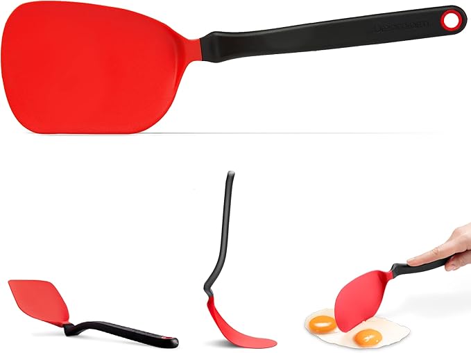Dreamfarm Chopula Non-Stick-Safe Super-Flexible Sit-Up Spatula with Strong Flat Edge to Separate Food - 12" Red