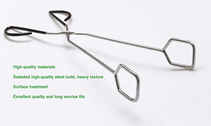 16 Inch Extra Long Stainless Steel Kitchen Scissor Tongs, Non-Slip Comfortable Red Grip, Heat Resistant for BBQ and Cooking