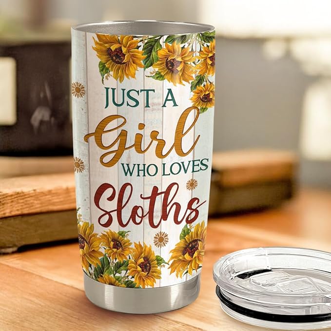 SANDJEST Sloth Tumbler 20oz Stainless Steel Insulated Coffee Travel Mug Cup for Women Girls Sloth Gifts for Birthday Christmas Mothers Day