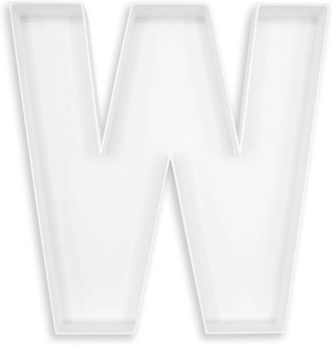 10" Reusable Plastic Box Form Tray Display for Treats, Charcuterie, Cake Pop, Candy, Charcuterie Box, Custom Charcuterie Letters Fillable - Reusable Letter Box - (White Plastic, W)