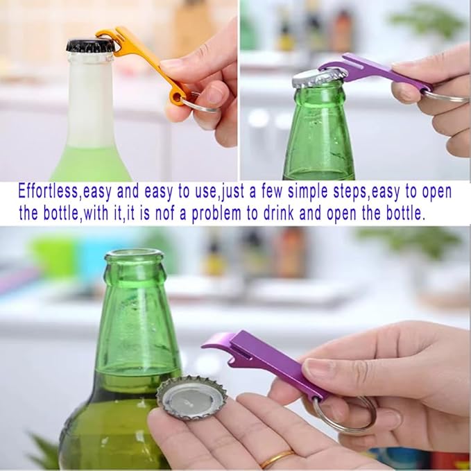 100 Pcs Bottle opener Keychain Bulk,Soda Beverage Beer Bottle Opener Keychain,Bottle Openers Aluminum Beer Bottle Opener Claw Beverage Keychain Ring for Kitchen,Wedding, Bar,Party(Golden)