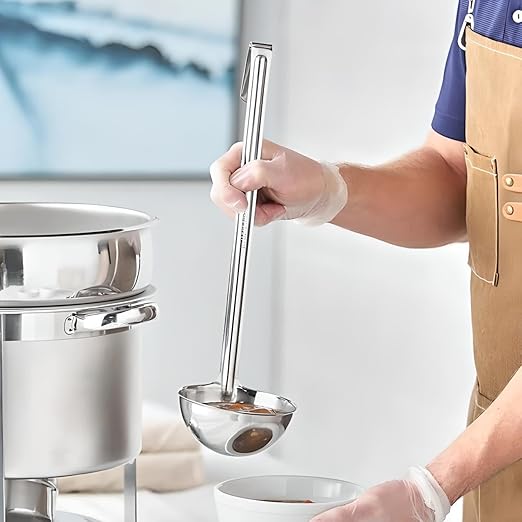 OCS Parts Pro Series Stainless Steel Culinary Ladle | 10-Ounce | One-Piece Dishwasher Safe Home, Restaurant, Buffet and Catering Serving Ladle for Sauces, Soup, Gravy, and Salad Dressing