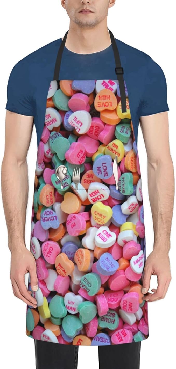 Apron for Women Men Hearts Aprons With Pockets Adjustable Washable Aprons for Cooking Baking Kitchen