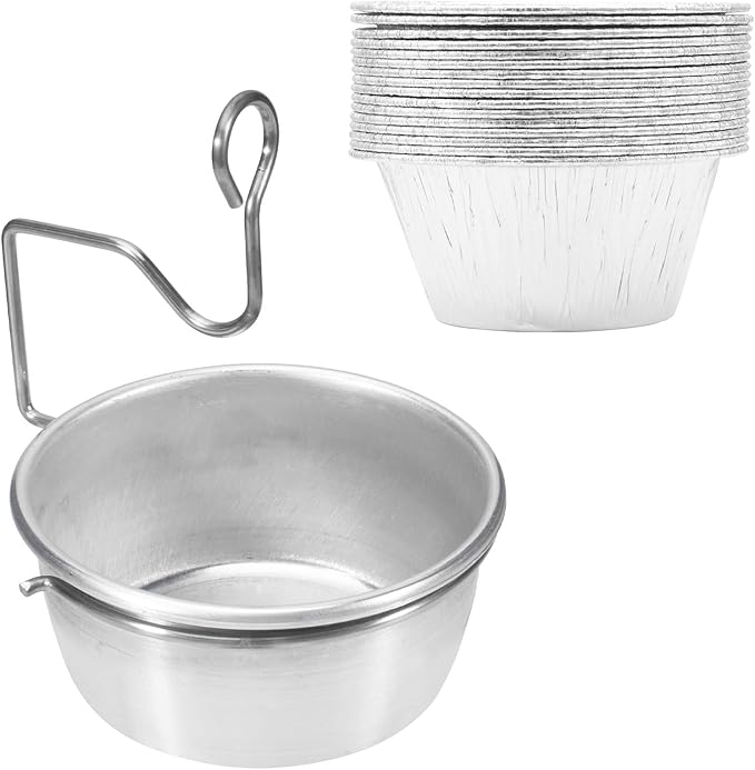 Grease Cup for Char-Broil/Kenmore Outdoor Grills/Masterbuilt Propane Smokers, Grill Grease Catcher Tray with Clip and 10-Pack Aluminum Drip Liner