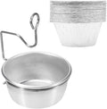 Grease Cup for Char-Broil/Kenmore Outdoor Grills/Masterbuilt Propane Smokers, Grill Grease Catcher Tray with Clip and 10-Pack Aluminum Drip Liner