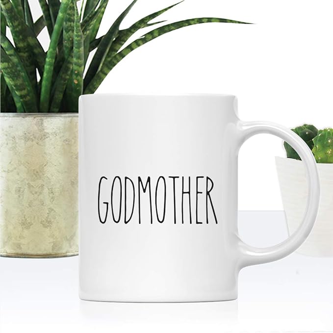 Andaz Press Simple Rustic Farmhouse Kitchen Decor 11oz. Ceramic Coffee Tea Mug Gift, Godmother, 1-Pack, Birthday Christmas Gift Ideas for Family, Friends