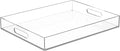 16"x12" Large Acrylic Serving Tray Decorative Ottoman Coffee Table Vanity Tray Tea Fruit Platter Snack Appetizer Dessert Drink with Handles for Bar Kitchen Party, Clear
