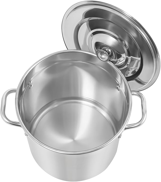 21L/12.68Qt Commercial Large Stock Pot with Lid,Nickel Free Stainless Steel Cookware Healthy Polished Stockpots, Induction Soup Pot for Cooking Home Use