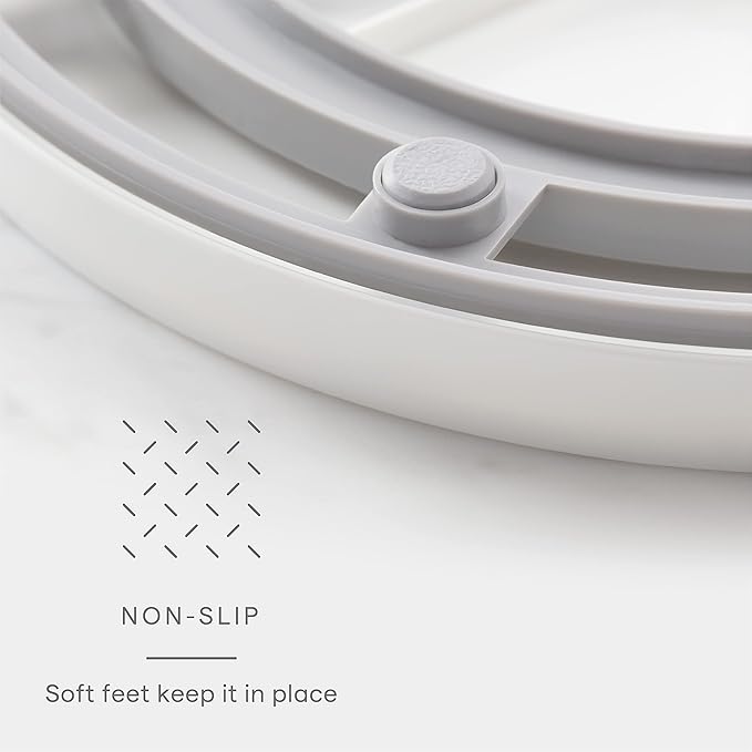 YouCopia Crazy Susan Two-Tier Turntable, Height-Adjustable Lazy Susan Organizer for Kitchen Cabinet and Pantry Organization and Storage, White