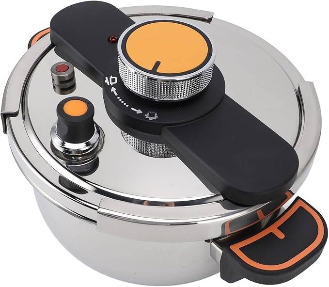 JTLB Pressure Cooker Professional Efficient Fast Even Heating Prevents Stick Large Capacity 304 Stainless Steel Canning Pot for Home Kitchen (6L)