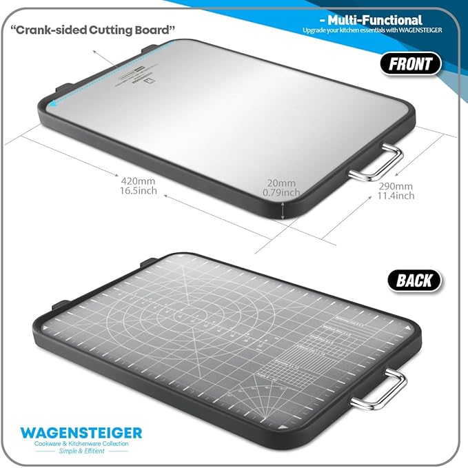 Stainless Steel Double Sided Chopping Board, Cutting Board, Metal Board Side & Plastic Board Side with Wheat Straw PP Inside, Easy to Clean, designed for precision, hygiene