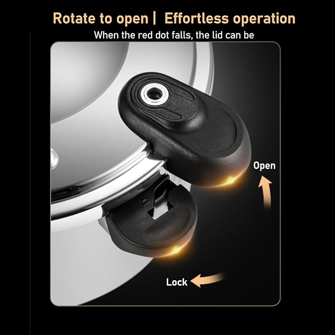 Stainless Steel Pressure Cooker, 80Kpa High Pressure Pressure Cooker with Safety Valve, Instant Cookware for Induction, Gas, Electric Cookware