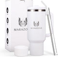 40 oz Tumbler with Straw and Leakproof Lid for Hot and Cold Drinks - Stainless Steel Travel Mug Fits Cup Holder, Reusable Water Bottle with accessories, Gift for Women and Men - Pure white