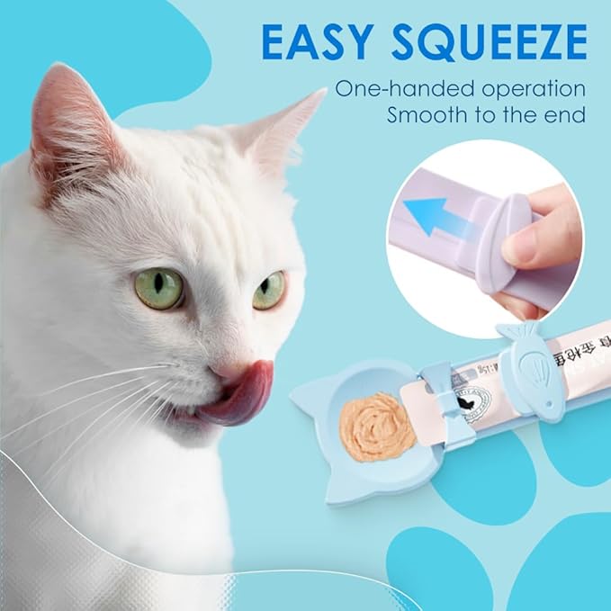 Cat Strip Feeder Spoon, 2025 New Cats Treat Dispenser, Cat Squeeze Treat Spoon for Puree and Bisque Delectables Lickable Wet Dispenser Sliding (3PCS-B)