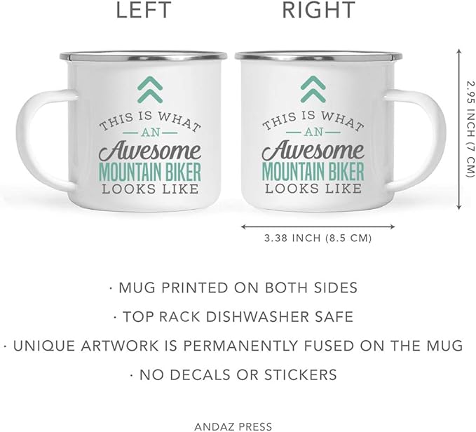 Andaz Press 11oz. Stainless Steel Campfire Coffee Mug Gift, This is What an Awesome Mountain Biker Looks Like, 1-Pack, Birthday Gift Ideas Coworker Him Her, Includes Gift Box