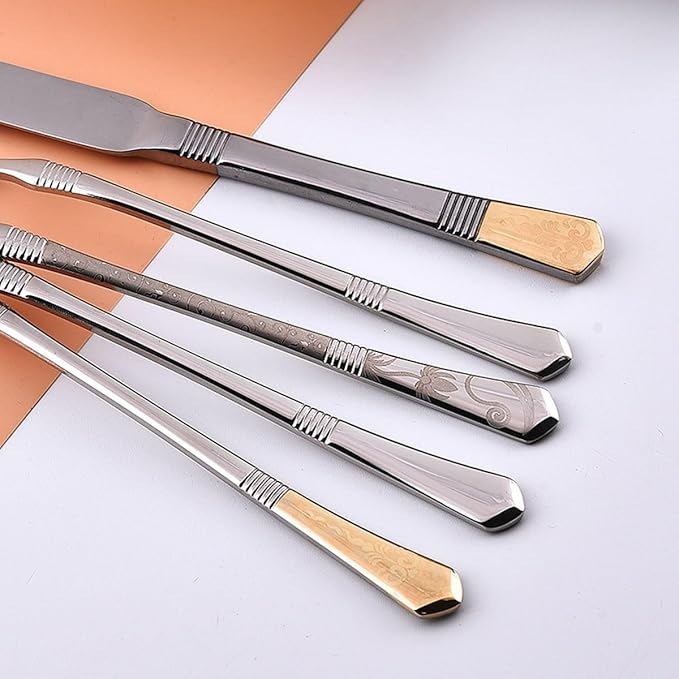 Deluxe 42 Piece Silverware Set for 6 Stainless Steel Flatware Set with Knife/Fork/Spoon,Cutlery Set for Home and Kitchen,Utensil Set with Dishwasher Safe，Gift Package for Wedding Housewarming