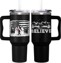 Bigfoot Gifts for Dad, Kids, Men and Women - 40oz Tumbler with Handle - Cool Big foot Gifts for Cryptid Lovers - Sasquatch Gift, Outdoor Adventure Mug for Camping Enthusiast, Hikers & Nature Lovers