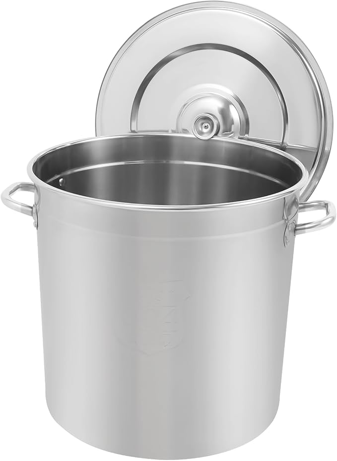 48L/50.7Qt Commercial Large Stock Pot with Lid,Nickel Free Stainless Steel Cookware Healthy Polished Stockpots, Induction Soup Pot for Cooking Home Use