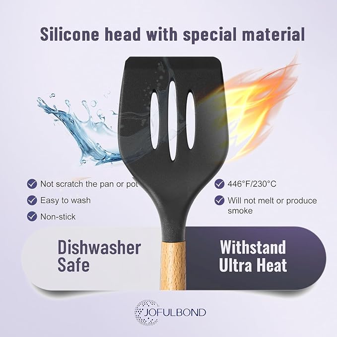 Silicone Cooking Utensils Set For Kitchen, Spoons Spatula Spatulas Accessories, Baking Heat Resistant Cookware De Home, Rubber New Apartment Decor, Plastic Nonstick Turner Tool (black)